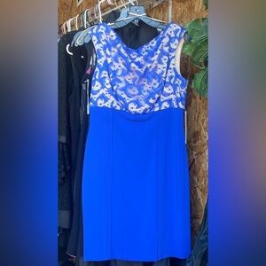 Kay Unger cobalt blue dress w/lace bodice-stunning!